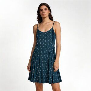 Old Navy Teal Blue Printed Smocked Top